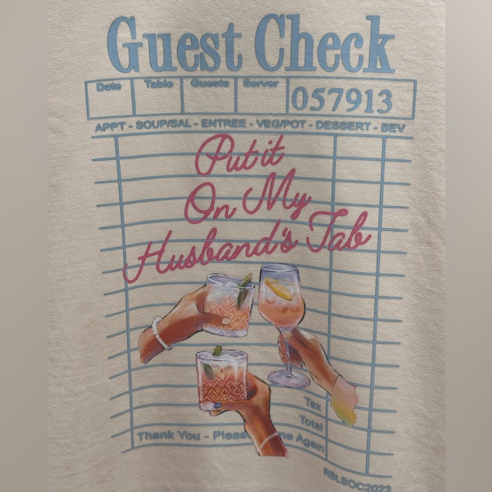 Cream Graphic Tee “Put it on my husband’s tab” Comfort Colors - Picture 3 of 5